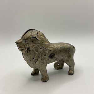 Antique Cast Iron Lion Coin Bank